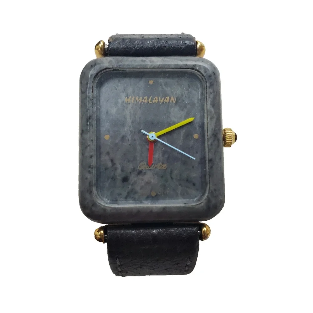 Y2K Vintage Unique Himalayan Marble 14KE Women's Watch Gray/Black New Battery